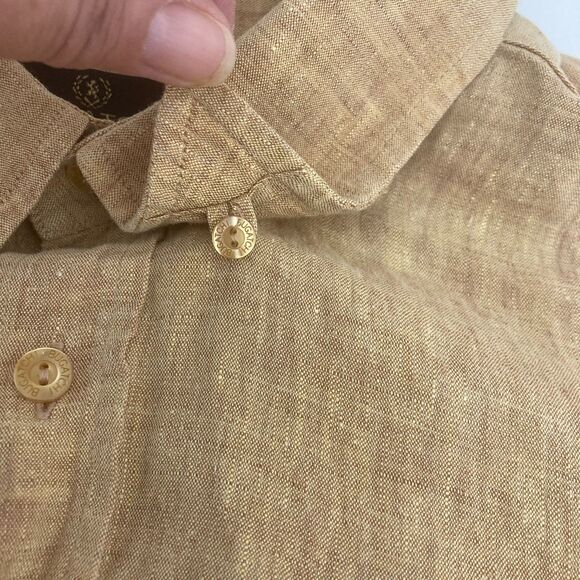 Bugatchi Uomo 100% Linen Men's Shirt XXL Point Collar Elegant Casual Chic - Picture 8 of 16